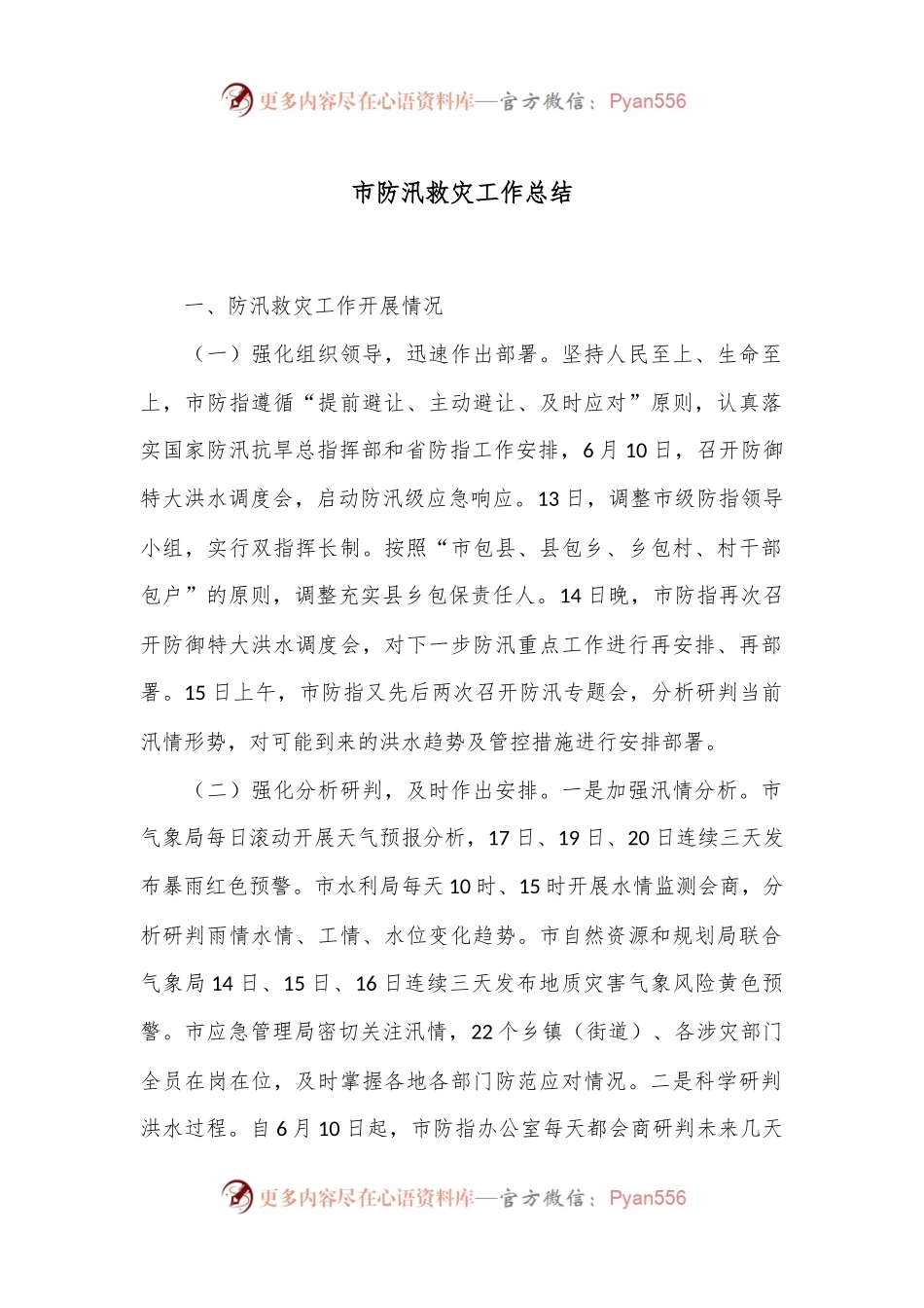 市防汛救灾工作总结.docx_第1页