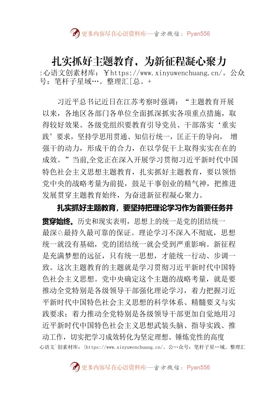 扎实抓好主题教育，为新征程凝心聚力.docx_第1页