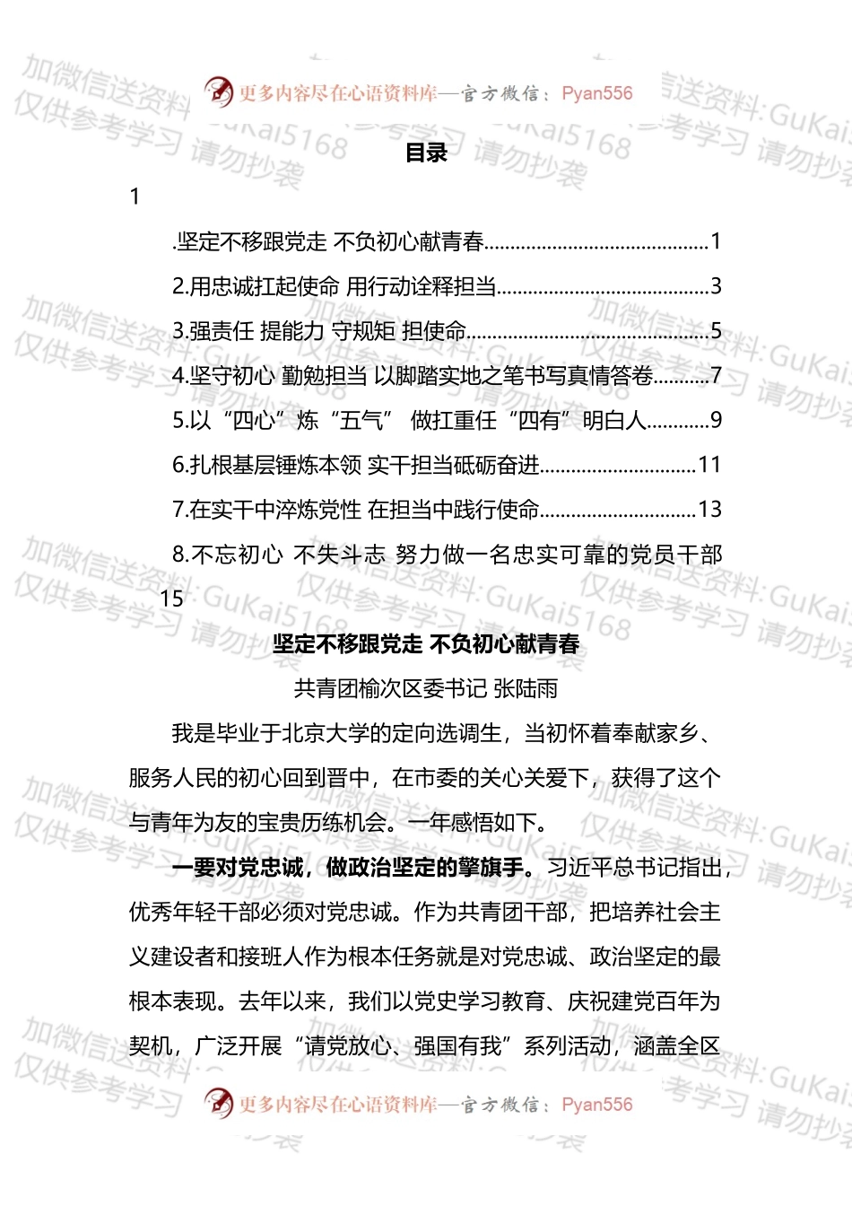 市年轻干部座谈会发言汇编.docx_第1页