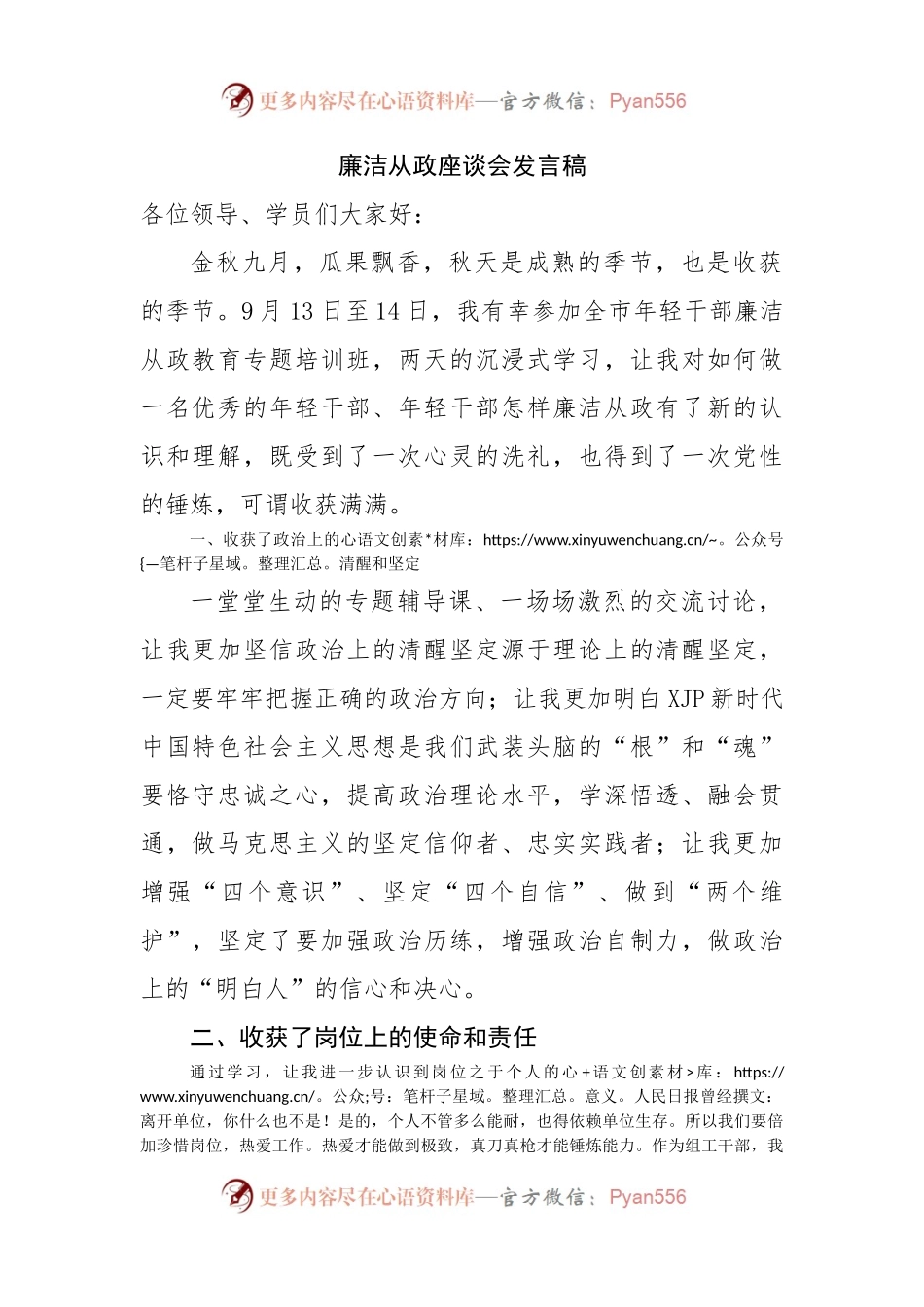 廉洁从政座谈会发言稿.docx_第1页