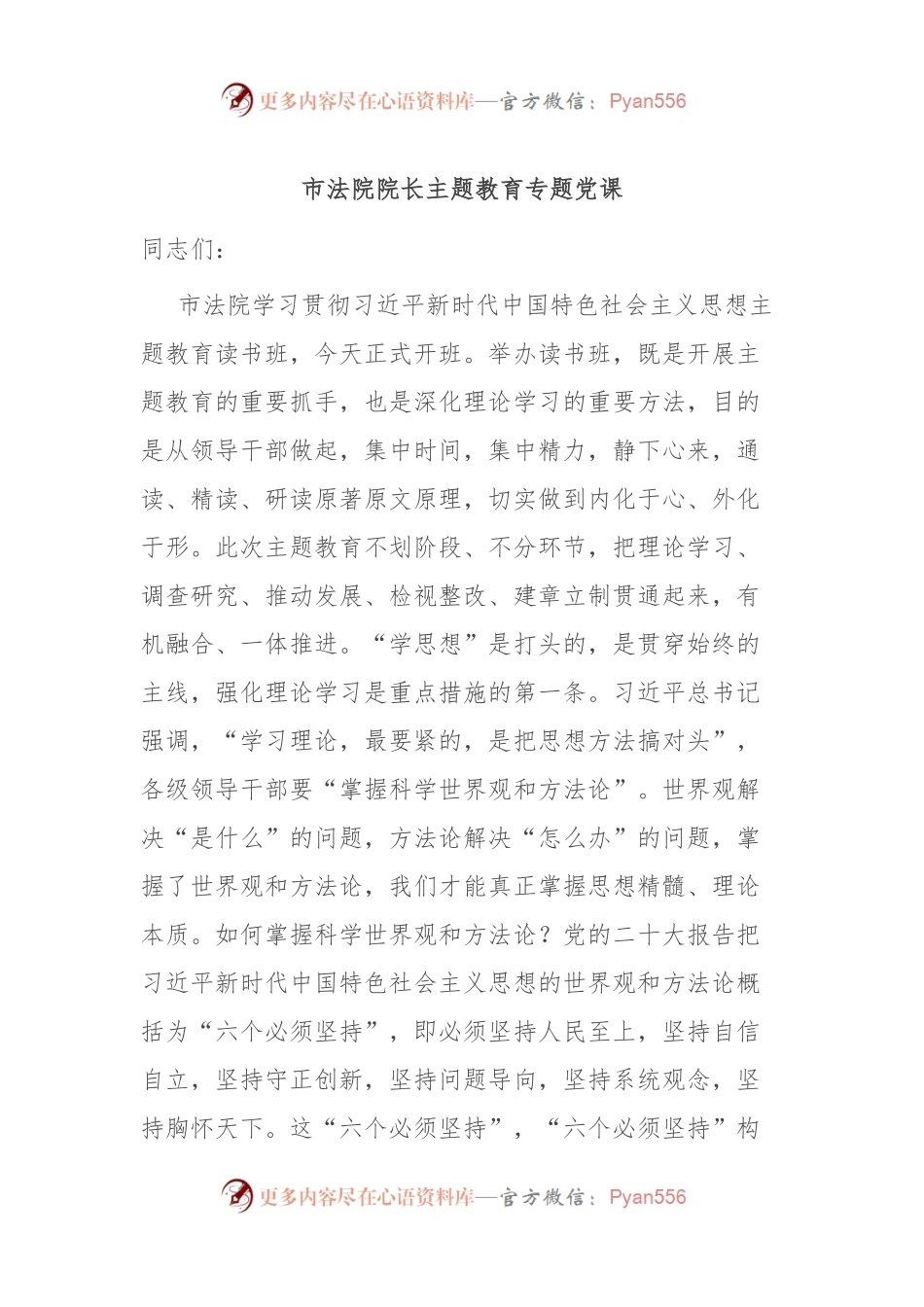 市法院院长主题教育专题党课.docx_第1页