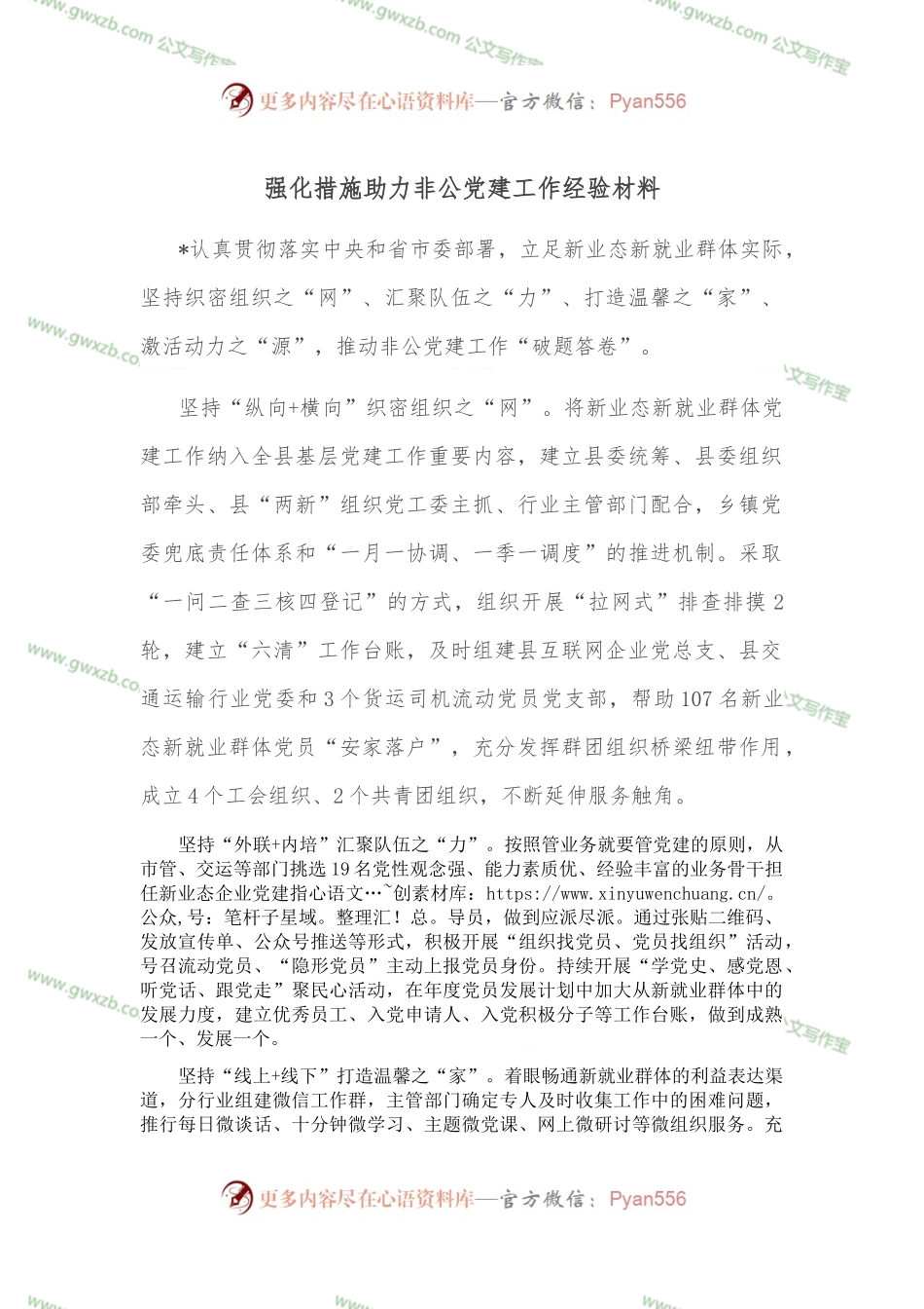 强化措施助力非公党建工作经验材料.docx_第1页