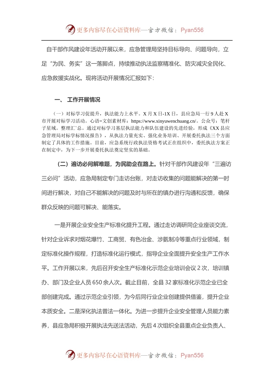 应急管理局干部作风建设年工作开展情况汇报.docx_第1页