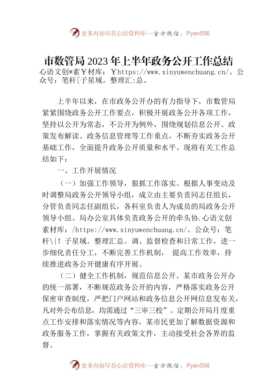 市数管局2023年上半年政务公开工作总结（20230629）.docx_第1页