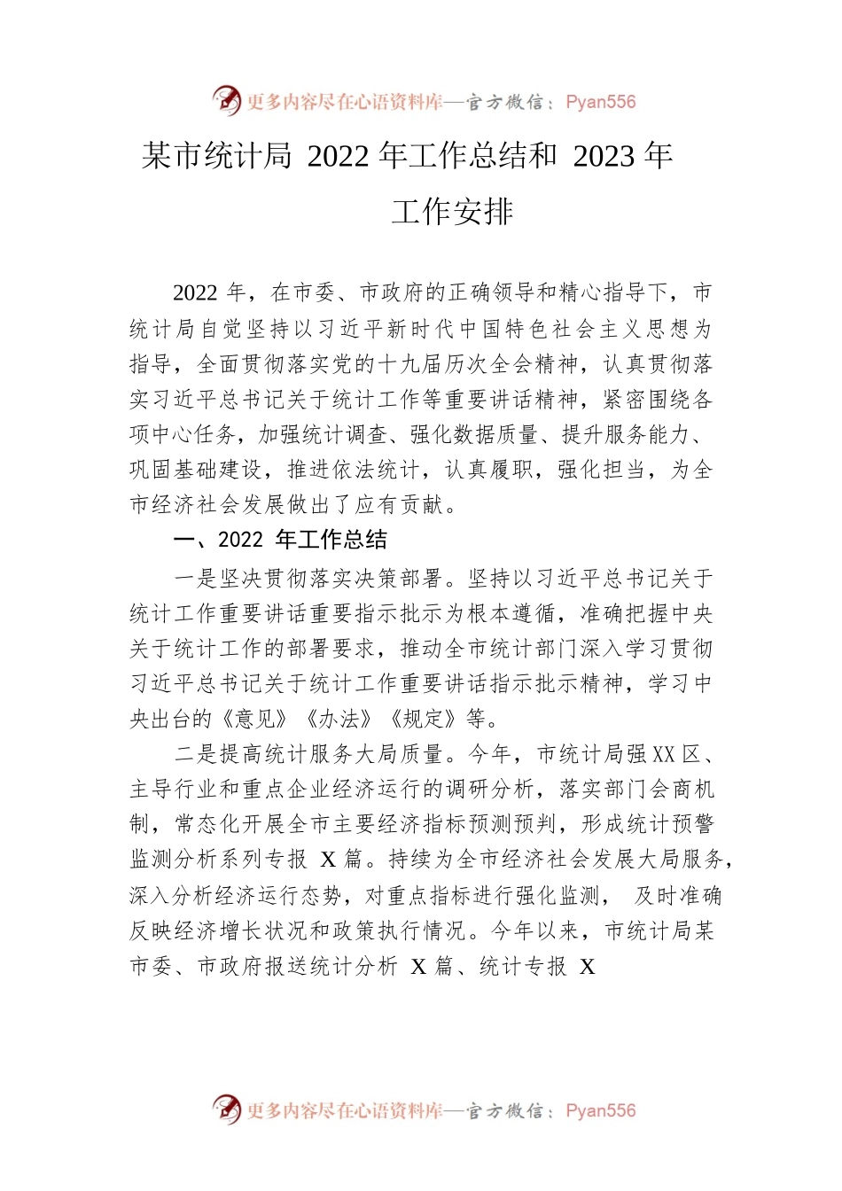 市统计局2022年工作总结和2023年工作安排.docx_第1页