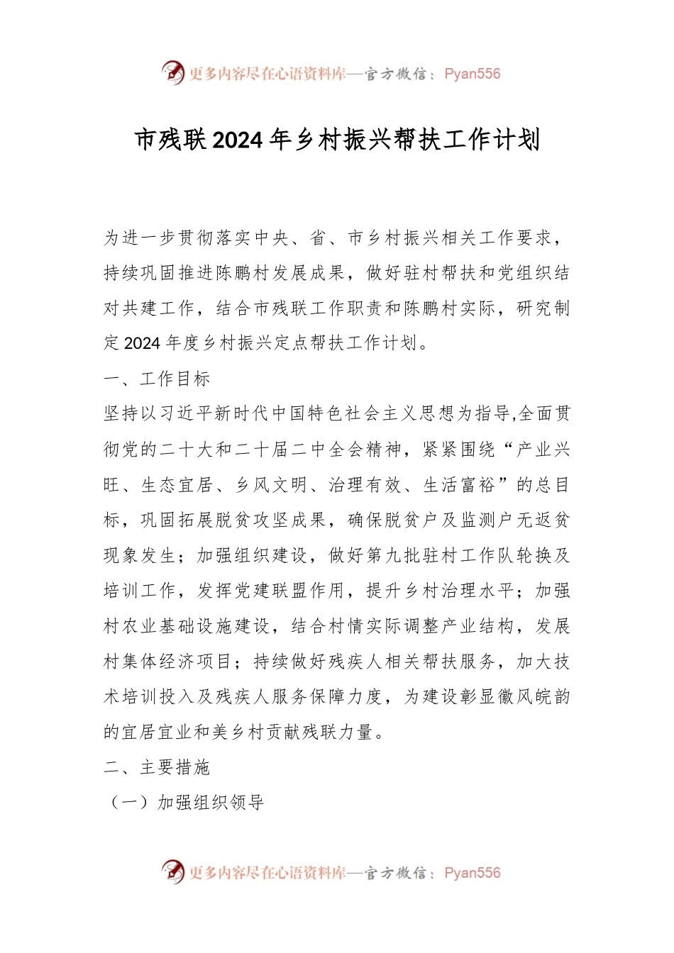 市残联2024年乡村振兴帮扶工作计划.docx_第1页