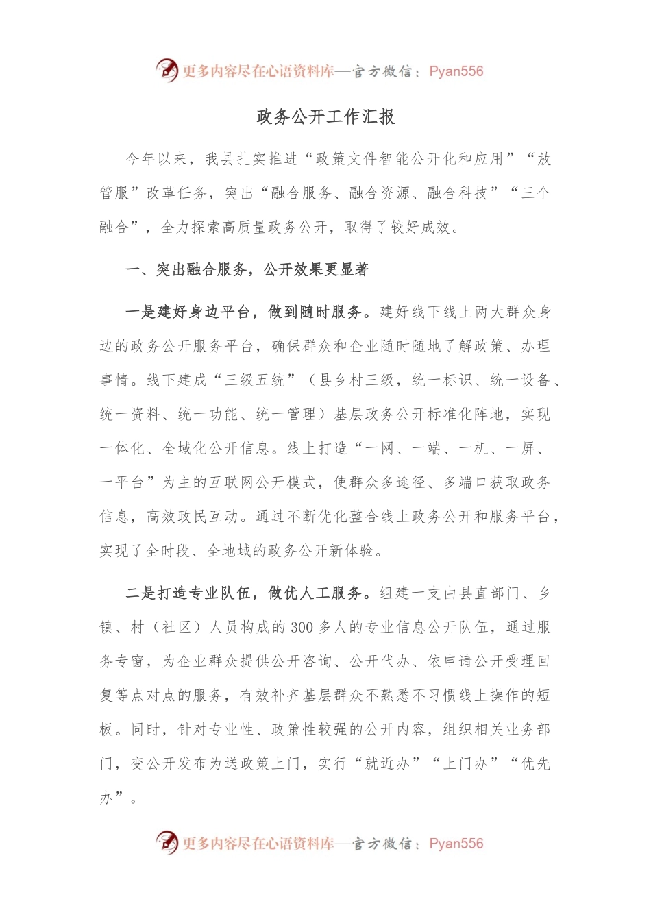 政务公开工作汇报.docx_第1页