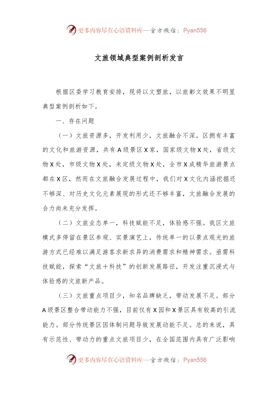 文旅领域典型案例剖析发言.docx_第1页