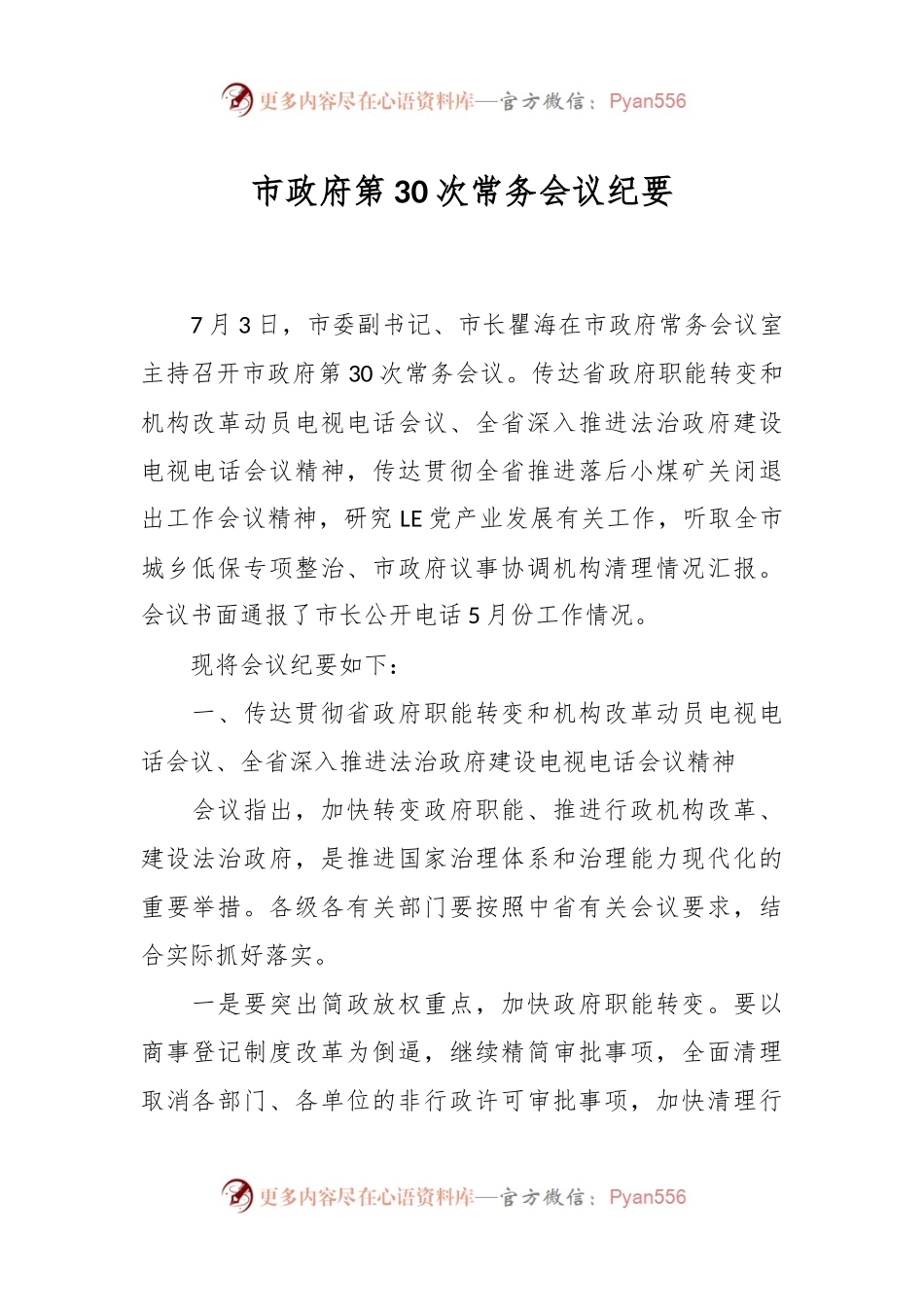 市政府第30次常务会议纪要.docx_第1页