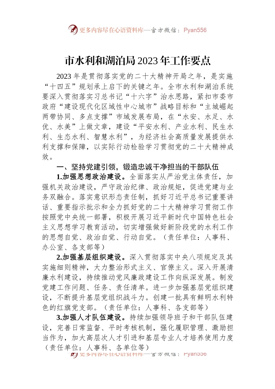 市水利和湖泊局2023年工作要点.docx_第1页