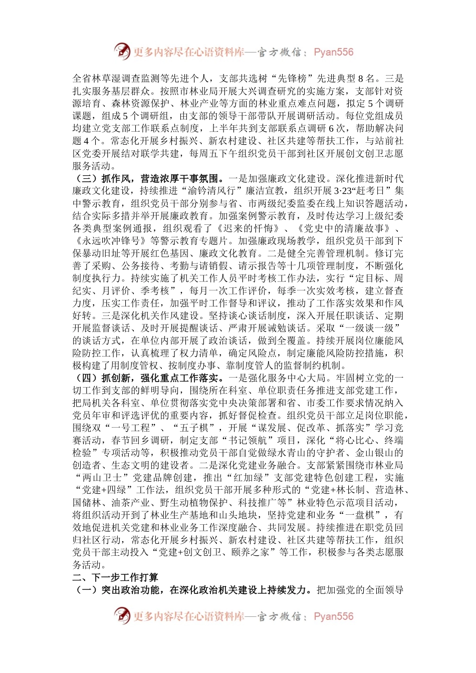 市林业局机关党支部书记2024年述职述廉述党建工作报告.docx_第2页