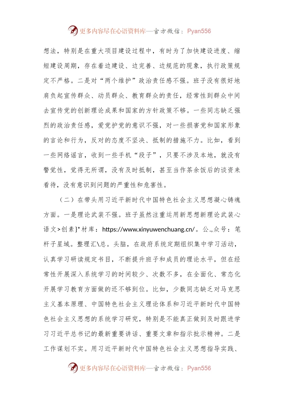政府党组领导班子2022年度专题民主生活会“六个带头”对照检查材料.docx_第2页
