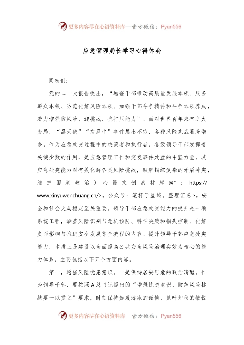 应急管理局长学习心得体会.docx_第1页