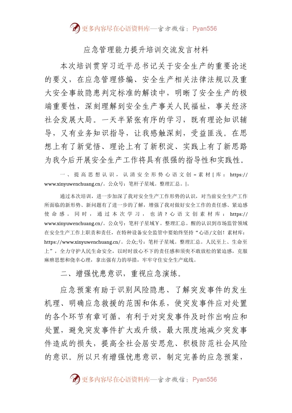 应急管理能力提升培训交流发言（安全生产）.docx_第1页