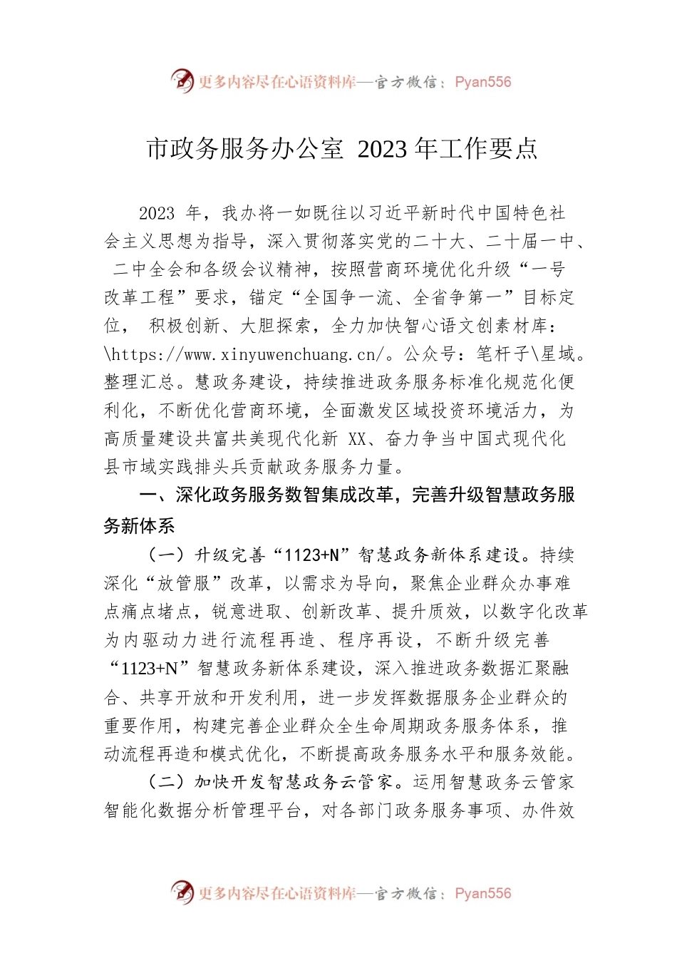 市政务服务办公室2023年工作要点（20230412）.docx_第1页