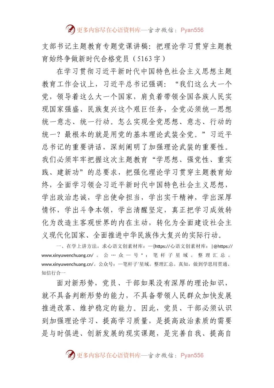 支部书记主题教育专题党课讲稿：把理论学习贯穿主题教育始终争做新时代合格党员.docx_第1页