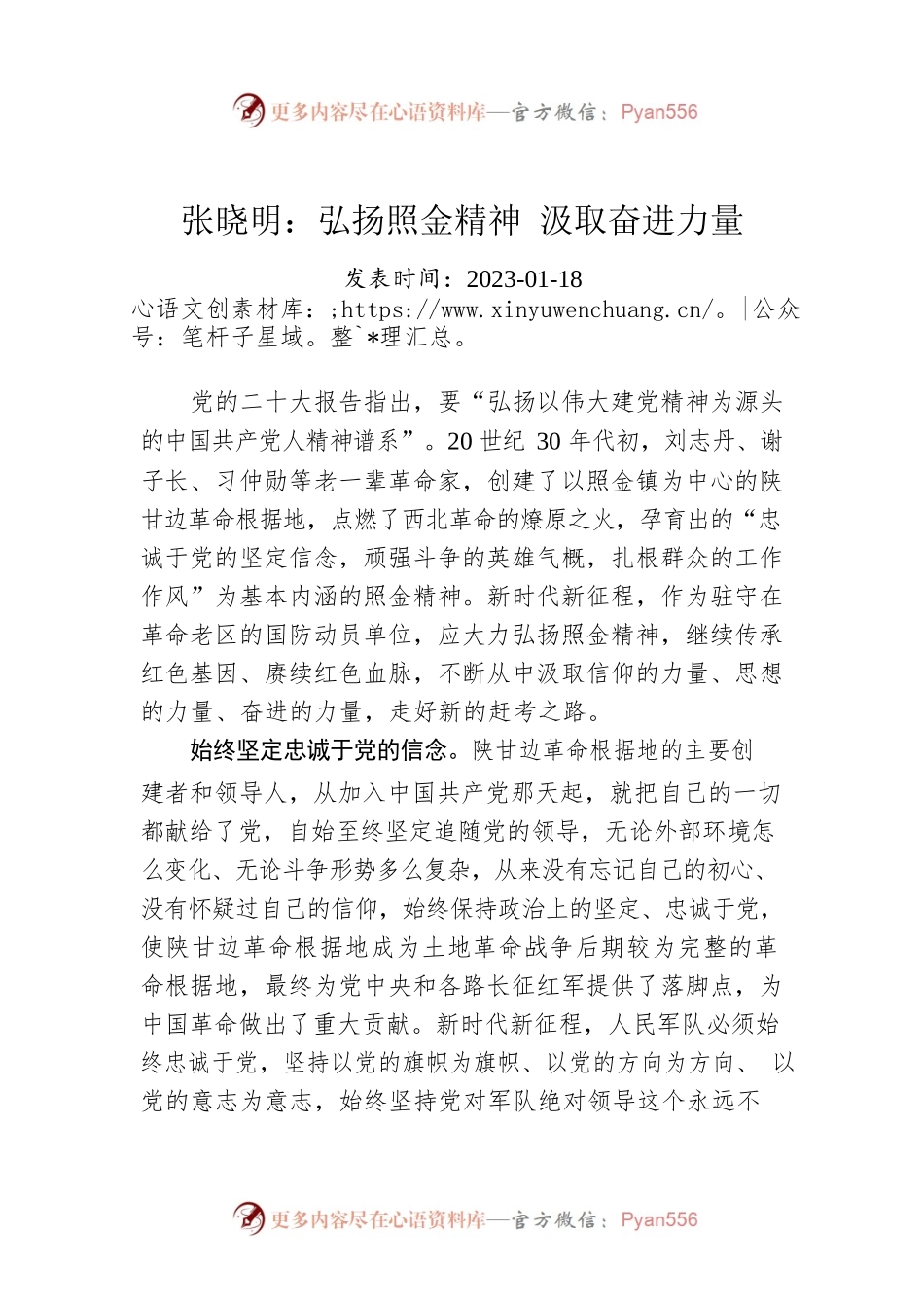 张晓明：弘扬照金精神 汲取奋进力量.docx_第1页