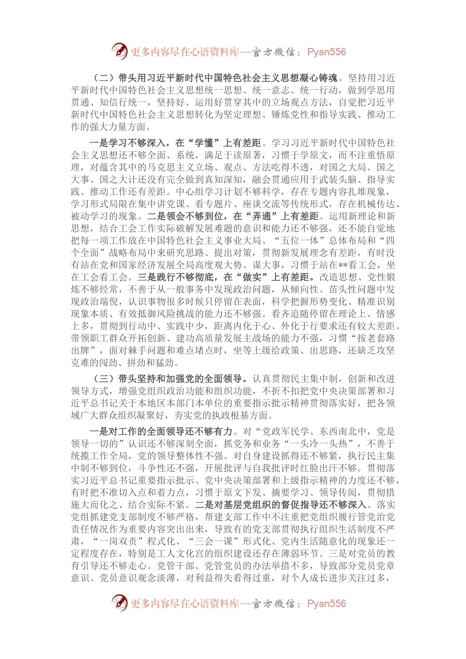 市总工会党员领导干部民主生活会检视剖析材料.docx_第2页