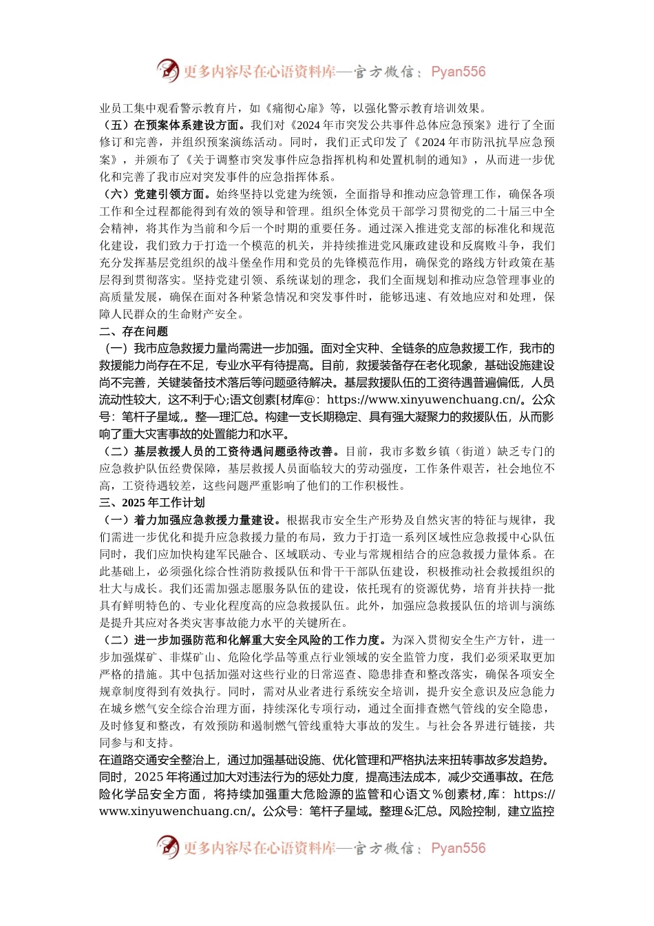 市应急管理局在2024年的工作情况总结及2025年的工作计划.docx_第2页