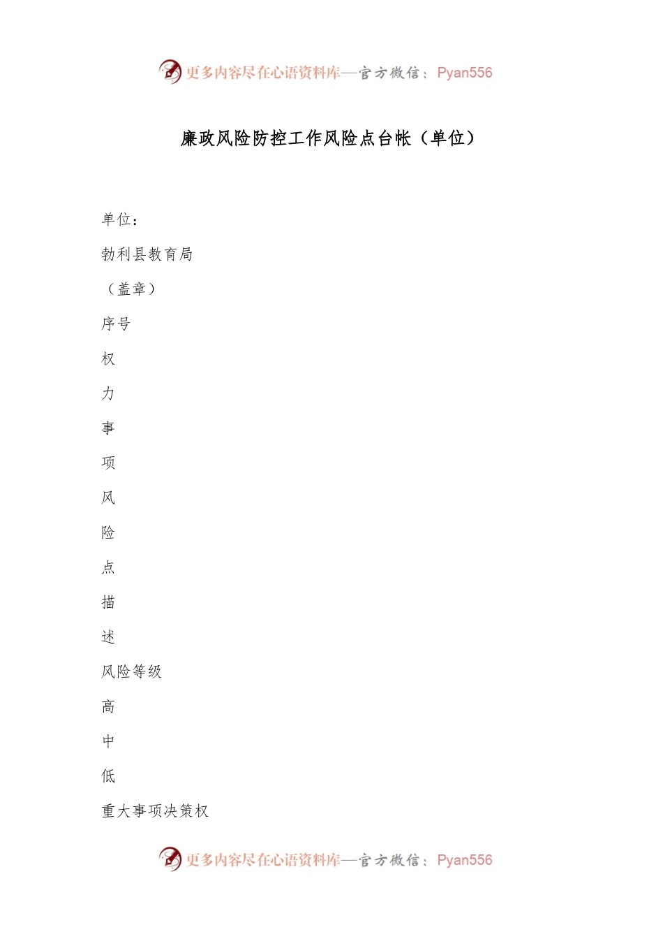 廉政风险防控工作风险点台帐.docx_第1页
