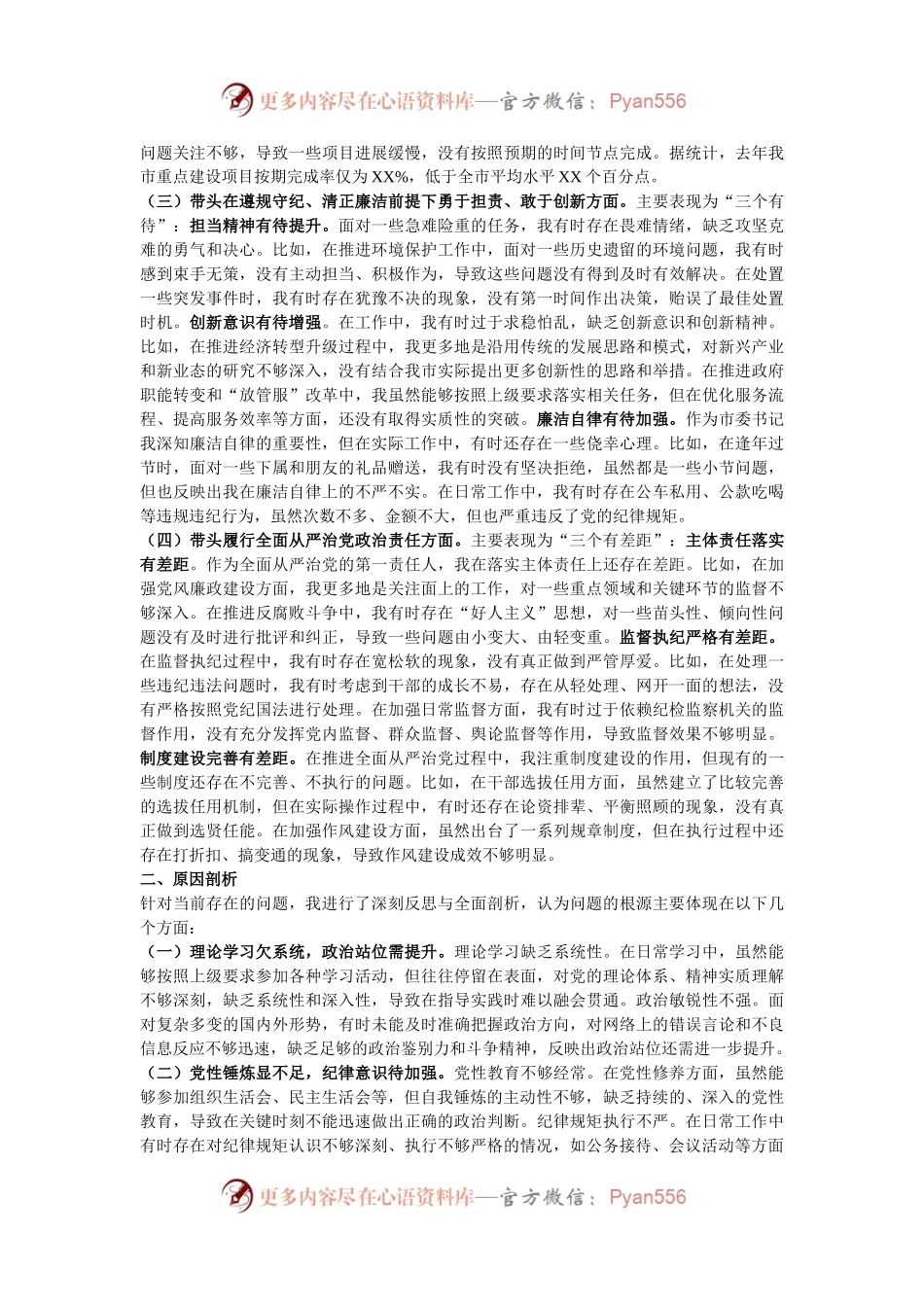 市委书记2024年度民主生活会对照检查材料.docx_第2页