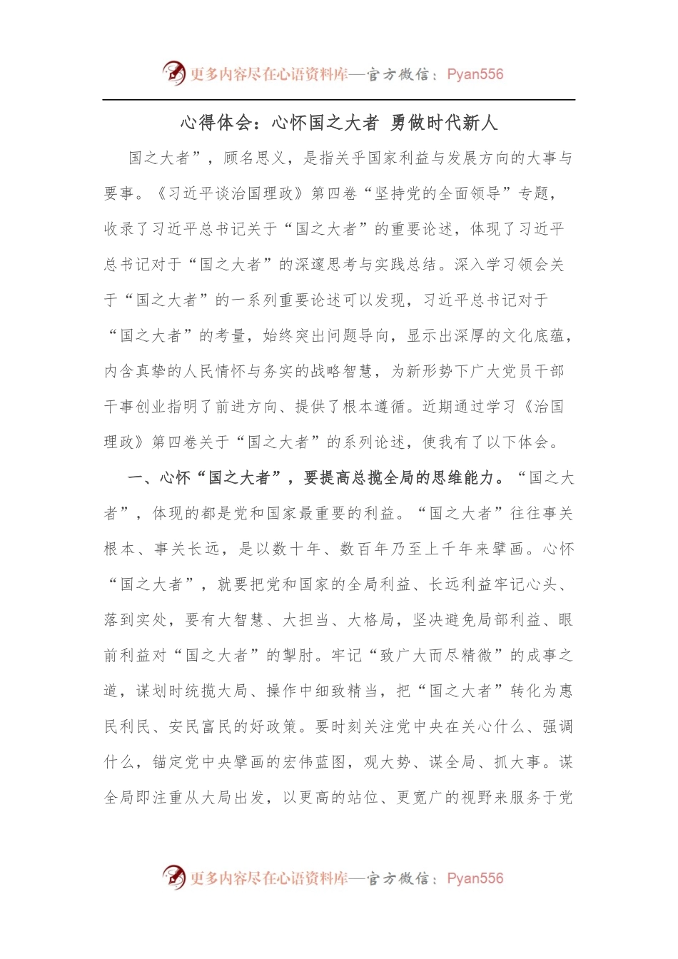 心得体会：心怀国之大者 勇做时代新人.docx_第1页
