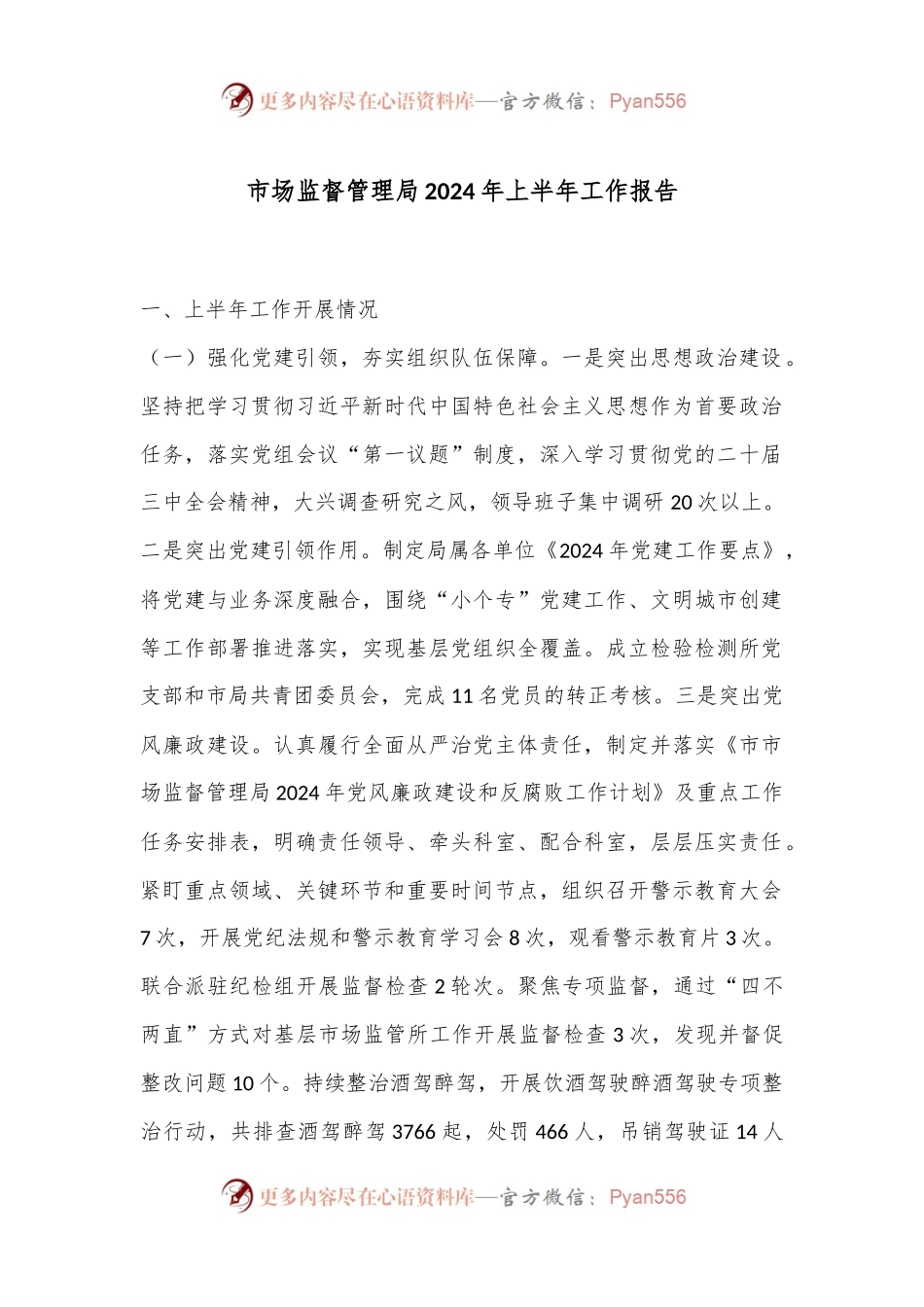 市场监督管理局2024年上半年工作报告.docx_第1页