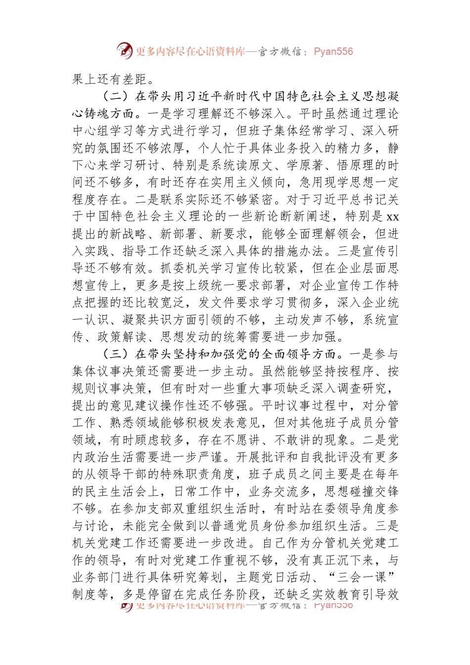 市国资委党委班子成员2022年度民主生活会“六个带头”对照检查材料.docx_第2页