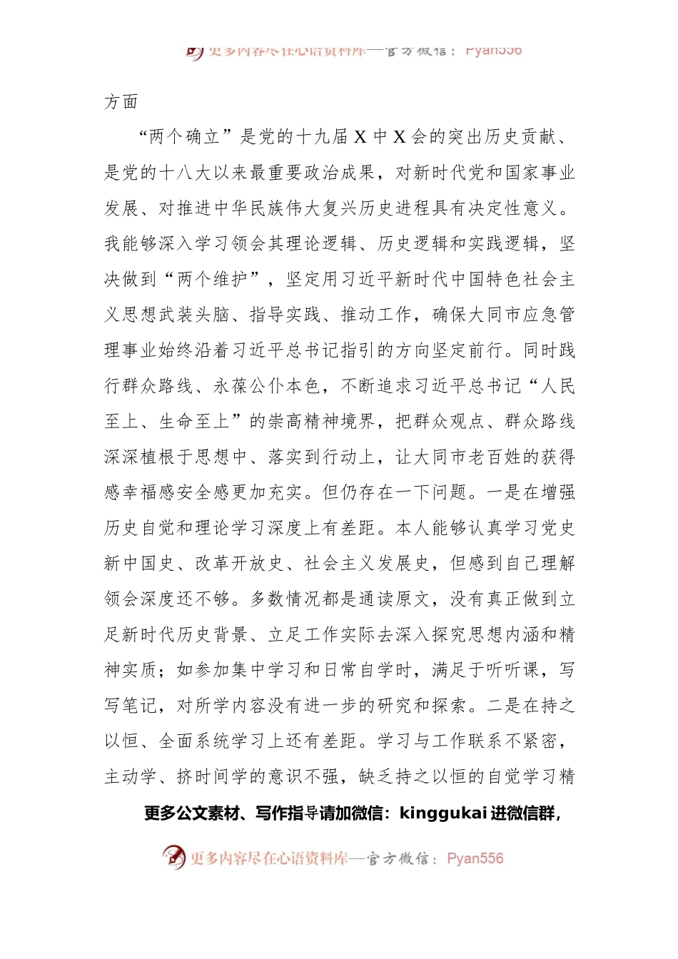 应急管理系统党委书记党史学习教育专题民主生活会发言材料（五个带头）.docx_第2页