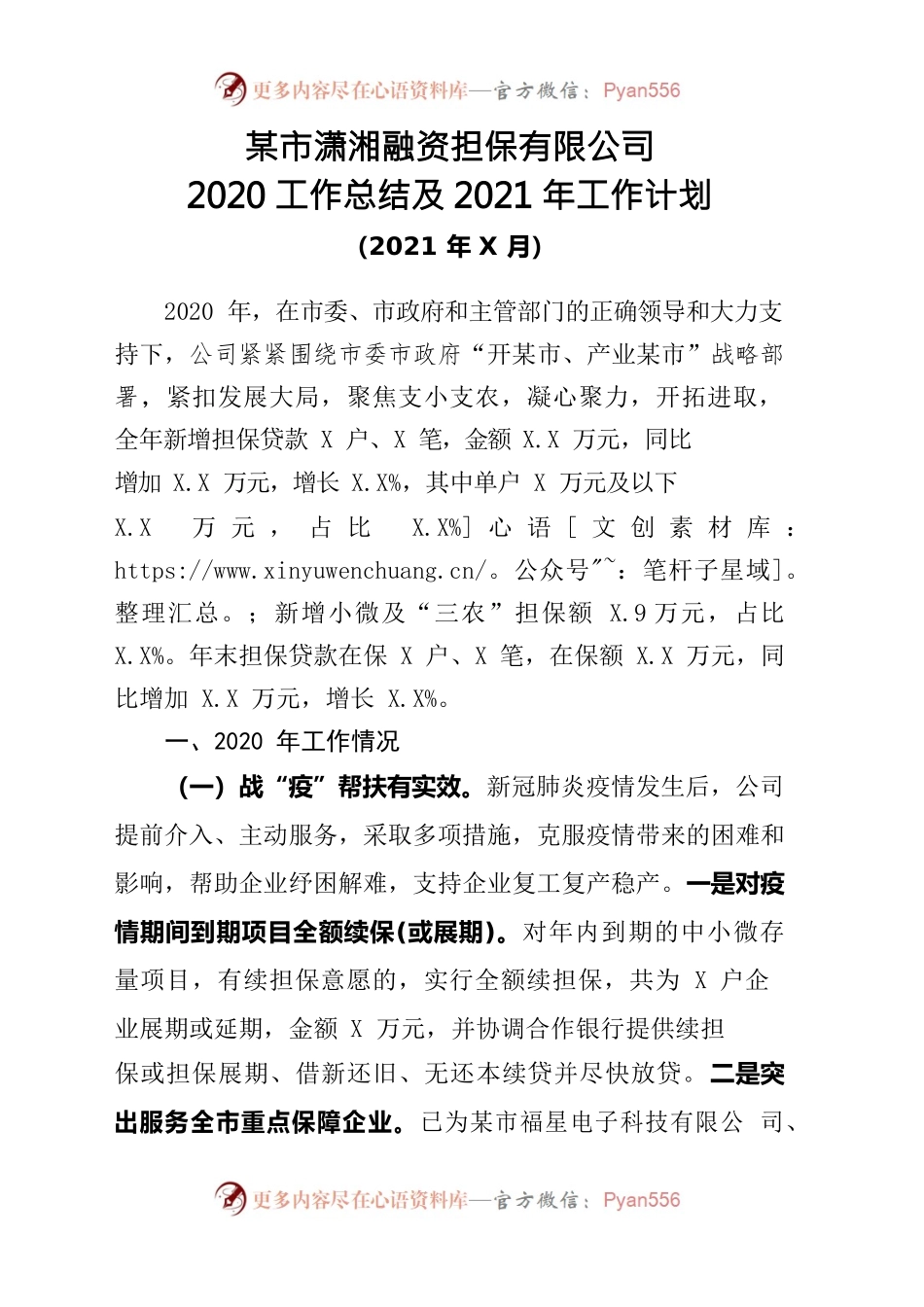 担保公司2020年工作总结及2021年工作思路（报）.docx_第1页