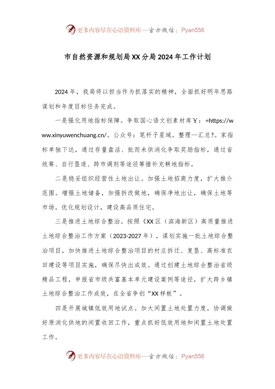 市自然资源和规划局XX分局2024年工作计划.docx_第1页