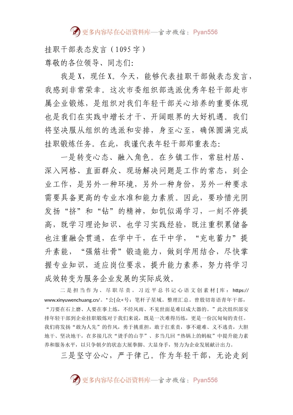 挂职干部表态发言.docx_第1页