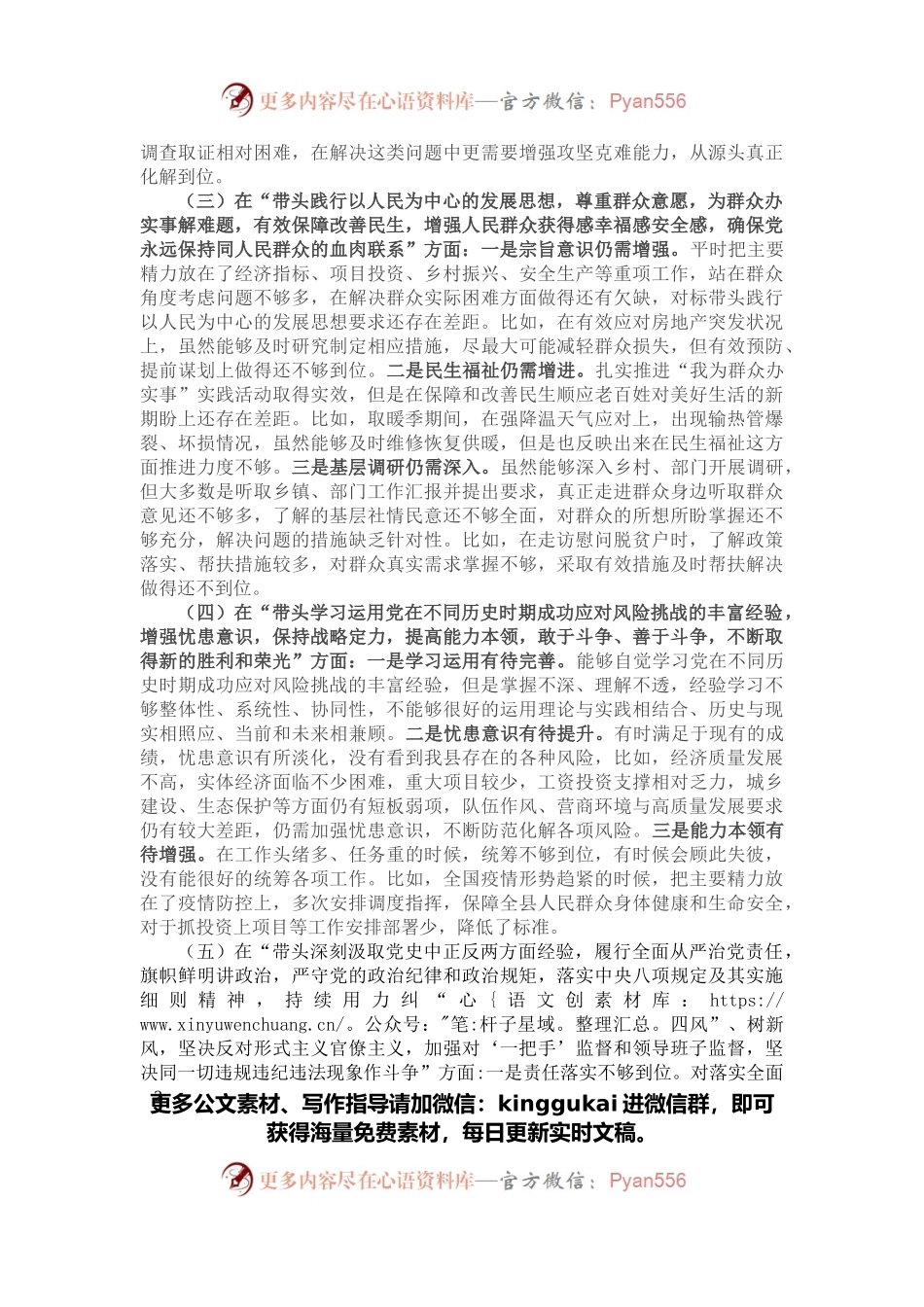 政府党组党史学习教育专题民主生活会“五个带头”对照检查材料.docx_第2页