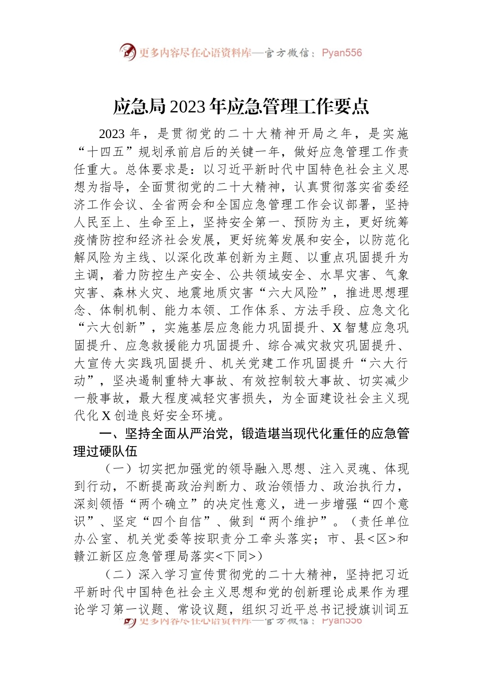 应急局2023年应急管理工作要点.docx_第1页