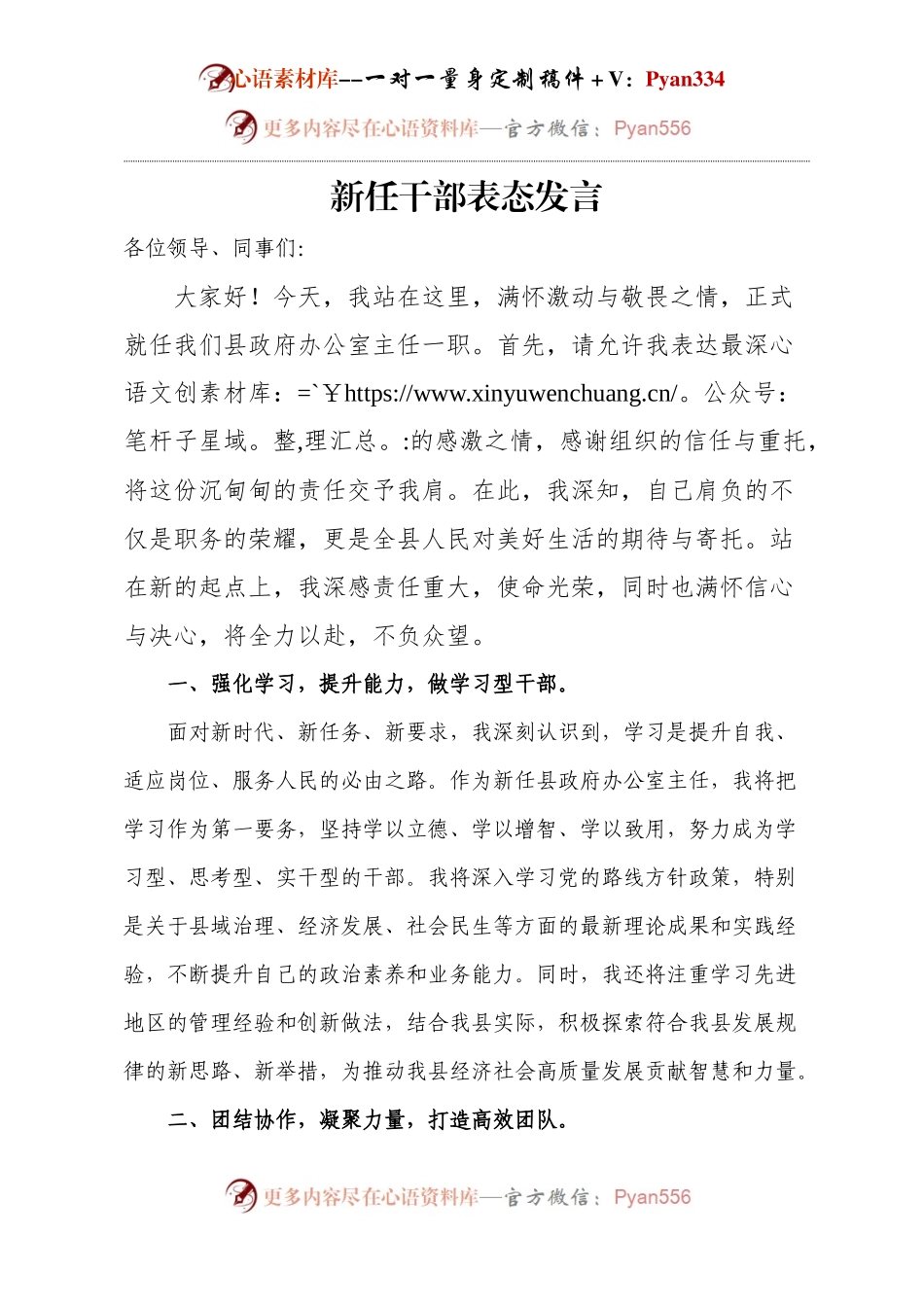 新任干部表态发言.docx_第1页