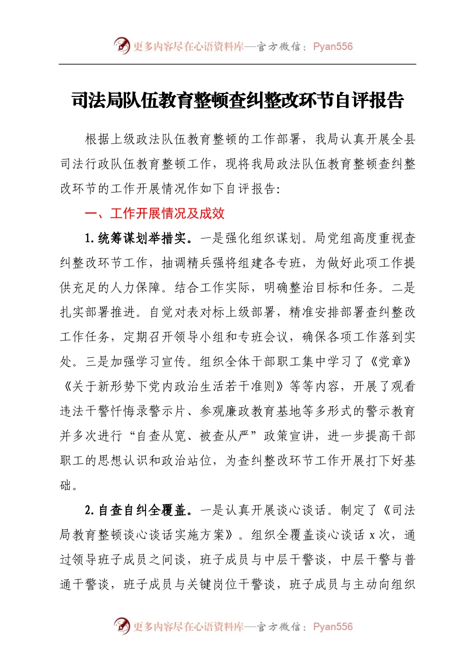 政法队伍教育整顿查纠整改环节自评报告.docx_第1页