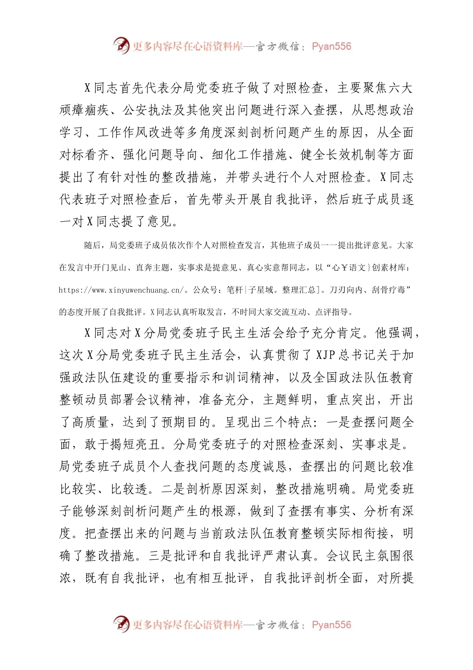 政法队伍教育整顿专题民主生活会情况总结报告.docx_第2页