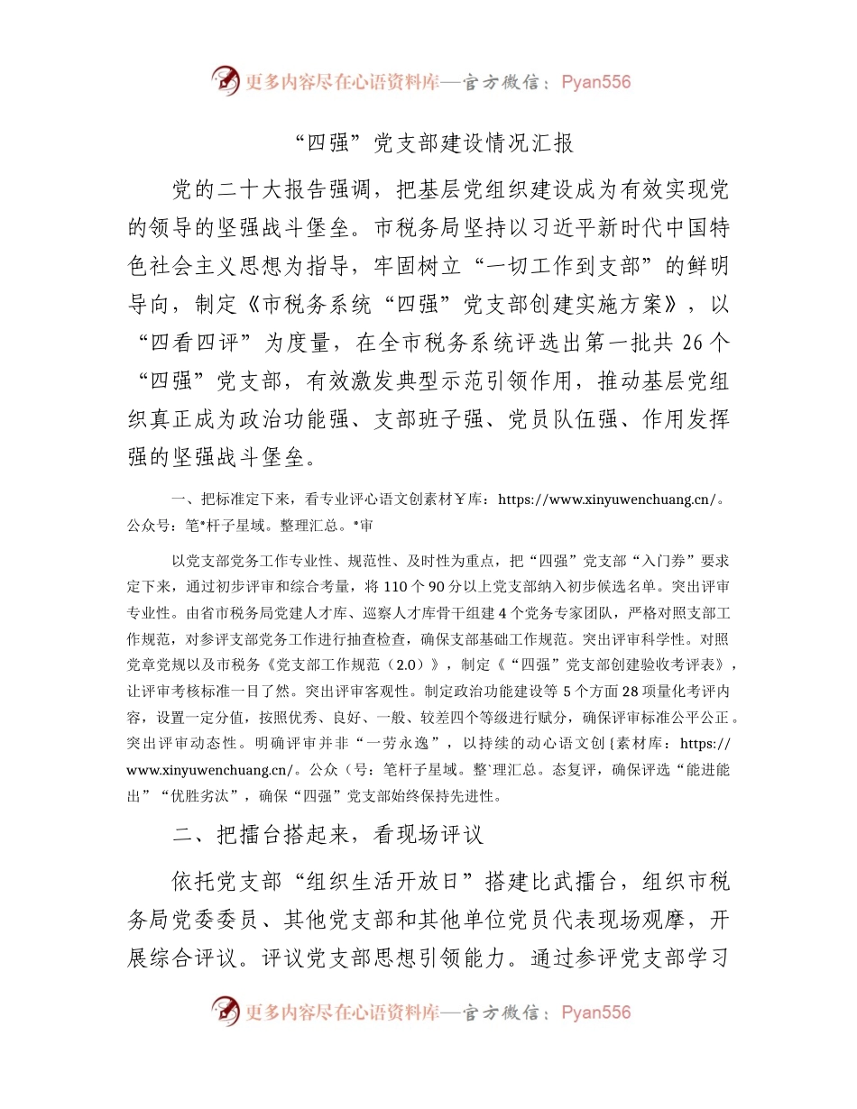 市税务系统“四强”党支部建设情况总结汇报.docx_第1页