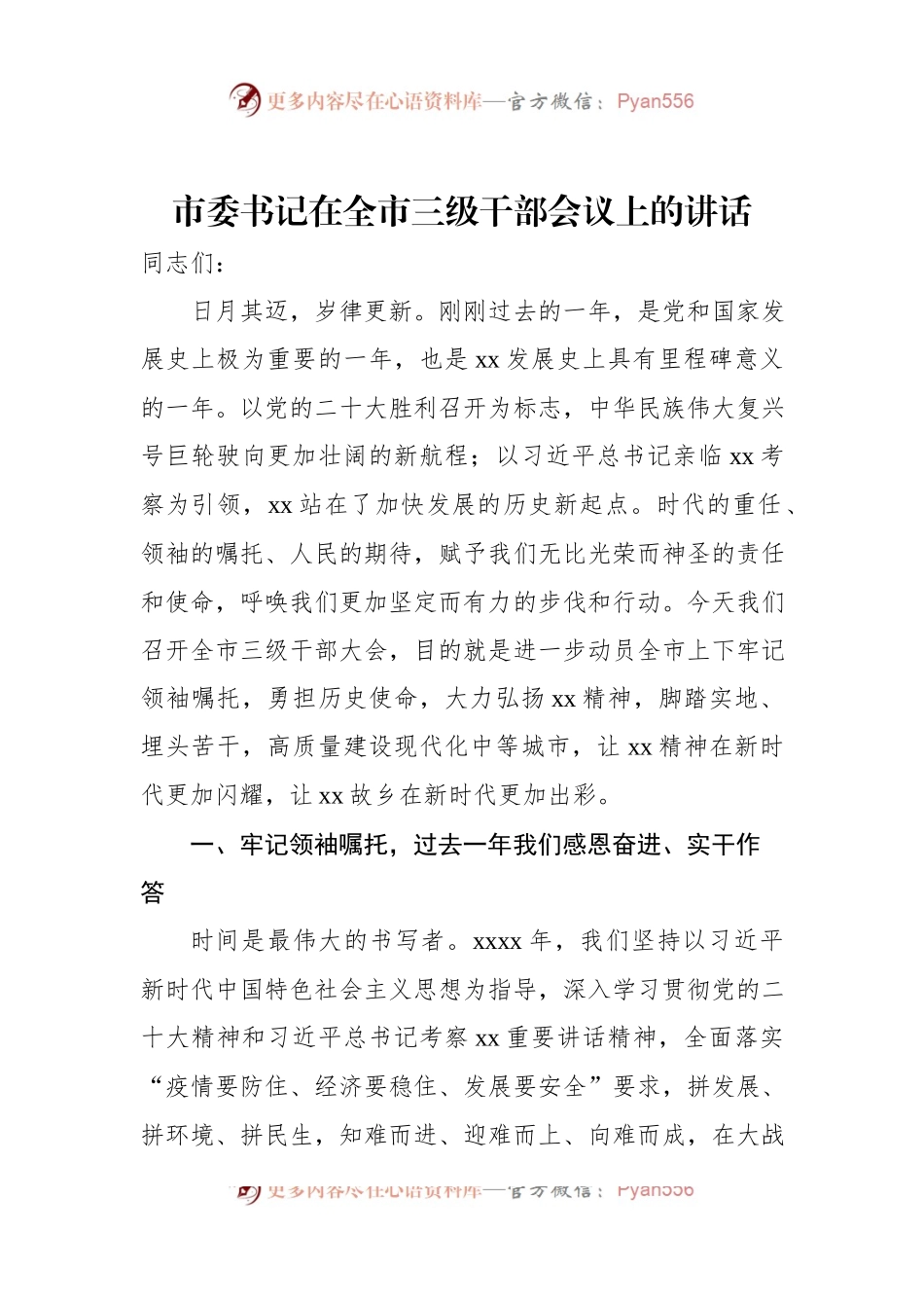 市委书记在全市三级干部会议上的讲话（二）.docx_第1页