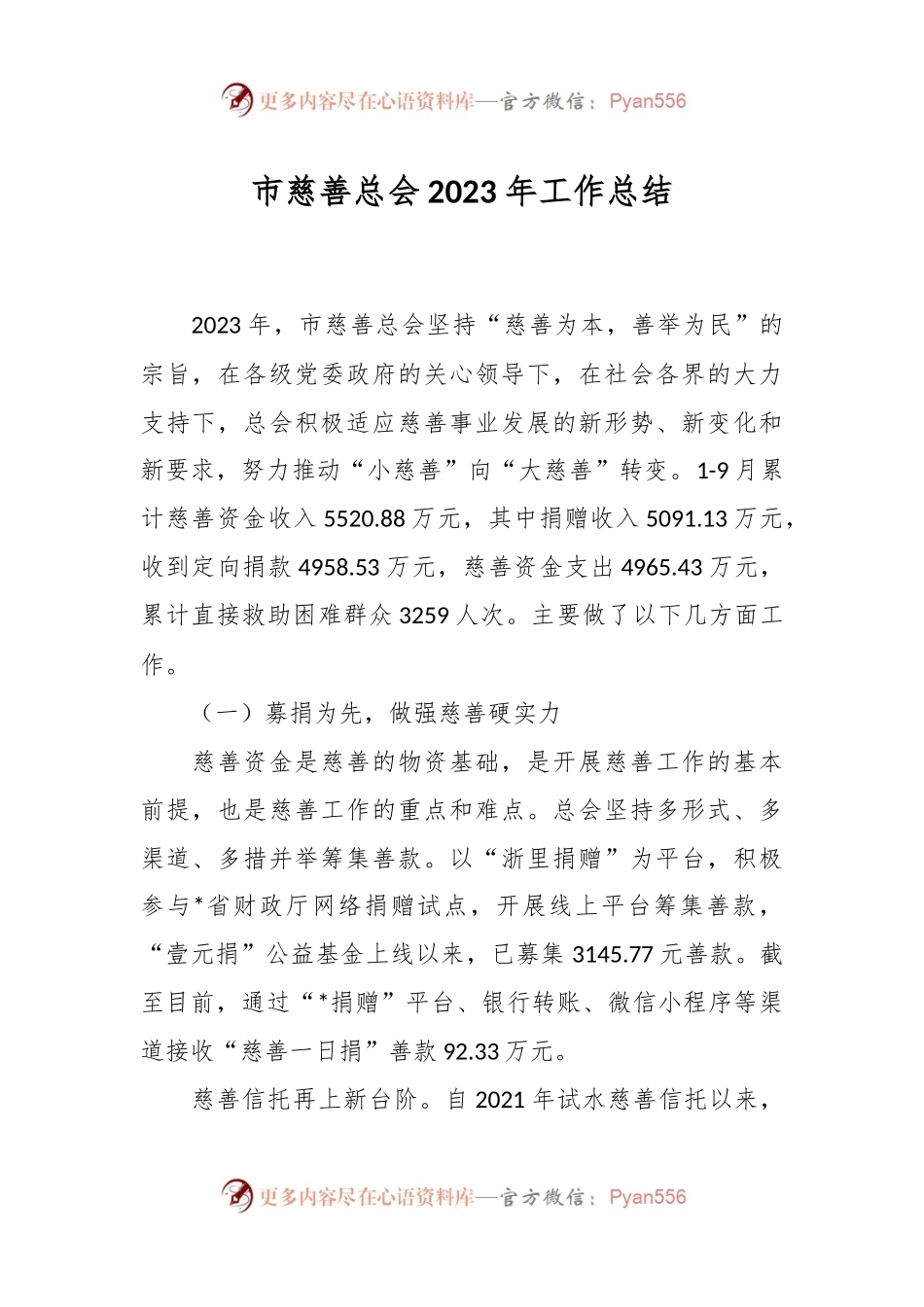 市慈善总会2023年工作总结.docx_第1页