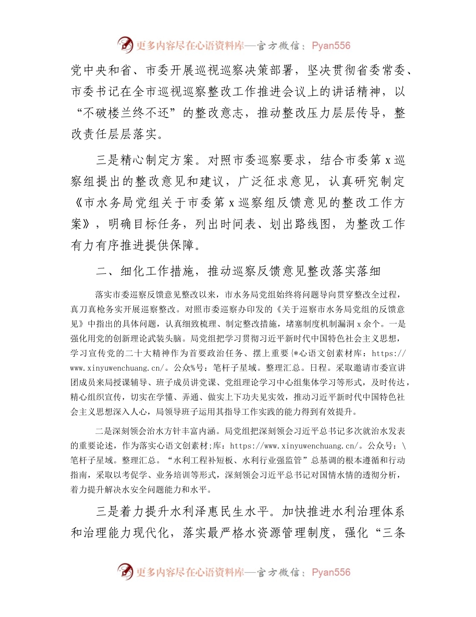 市水务局系统落实巡察反馈意见整改情况的报告（2000字总结）.docx_第2页