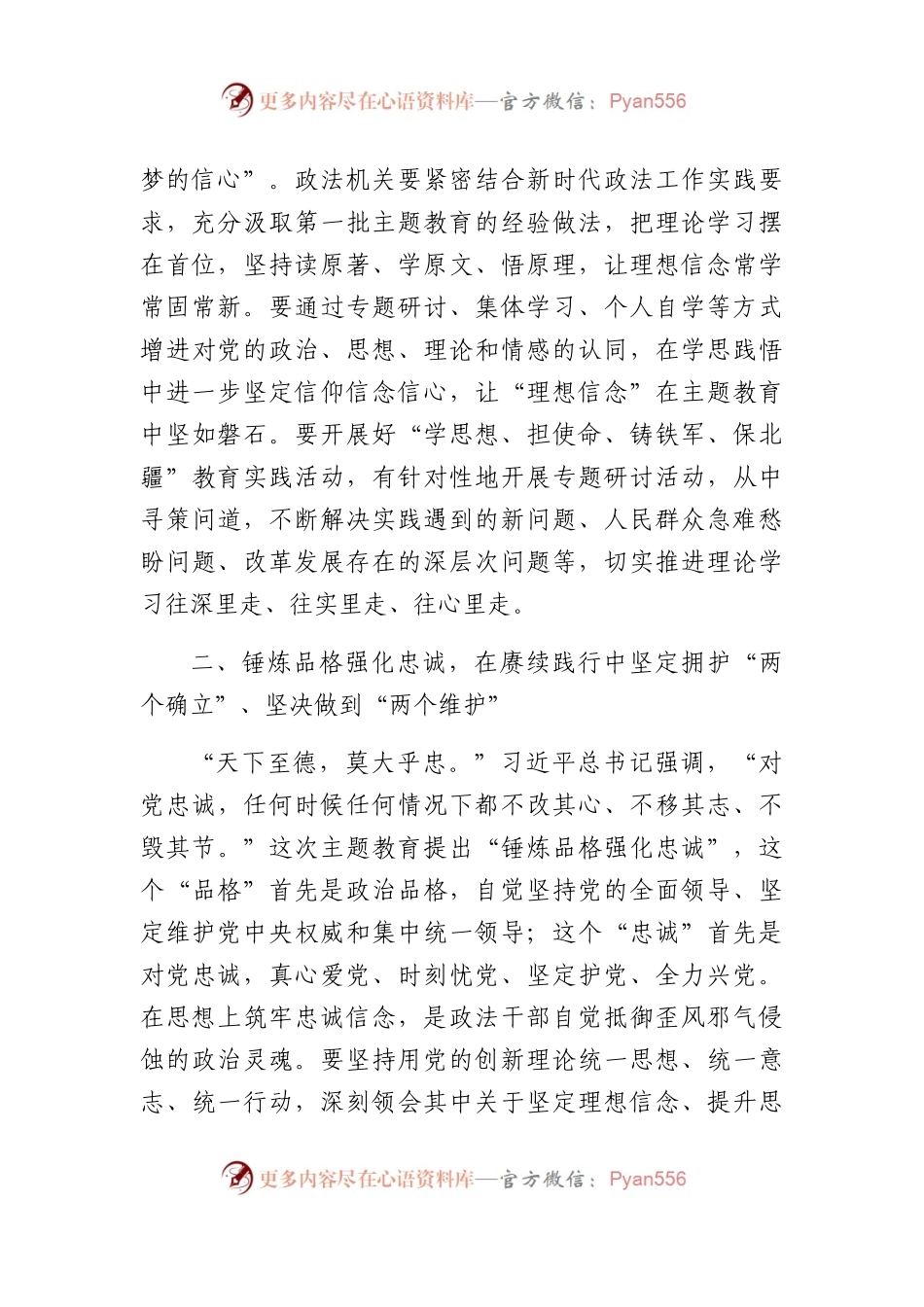 政法委书记主题教育研讨材料：扎实推进第二批主题教育锻造新时代过硬政法铁军.docx_第2页