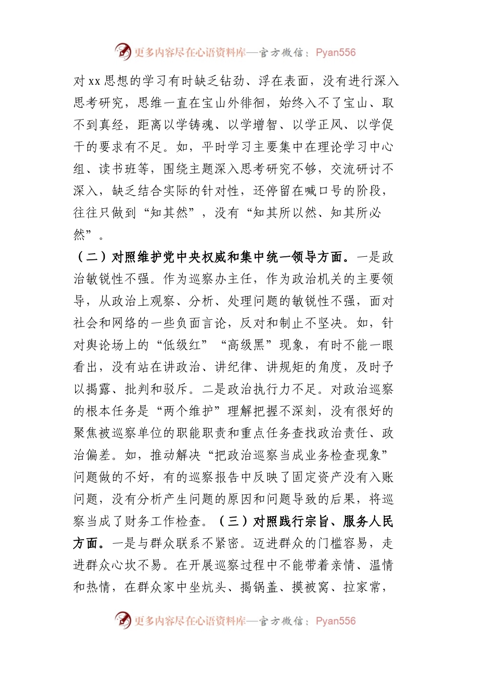 市委巡察办主任2023年专题民主生活会对照检查材料（践行宗旨等6个方面+典型案例剖析）.docx_第2页