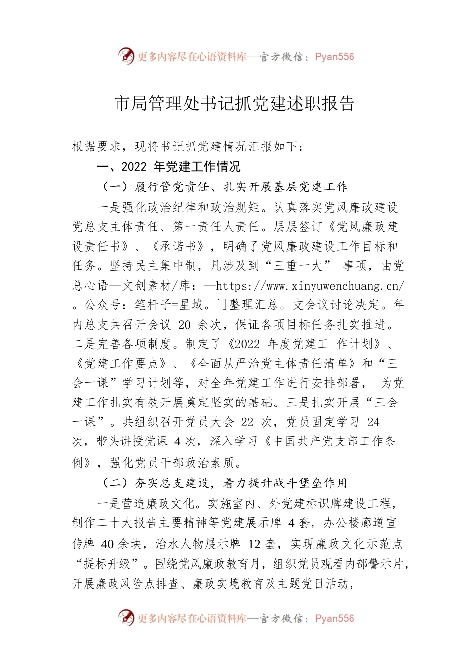 市局管理处书记抓党建述职报告.docx_第1页