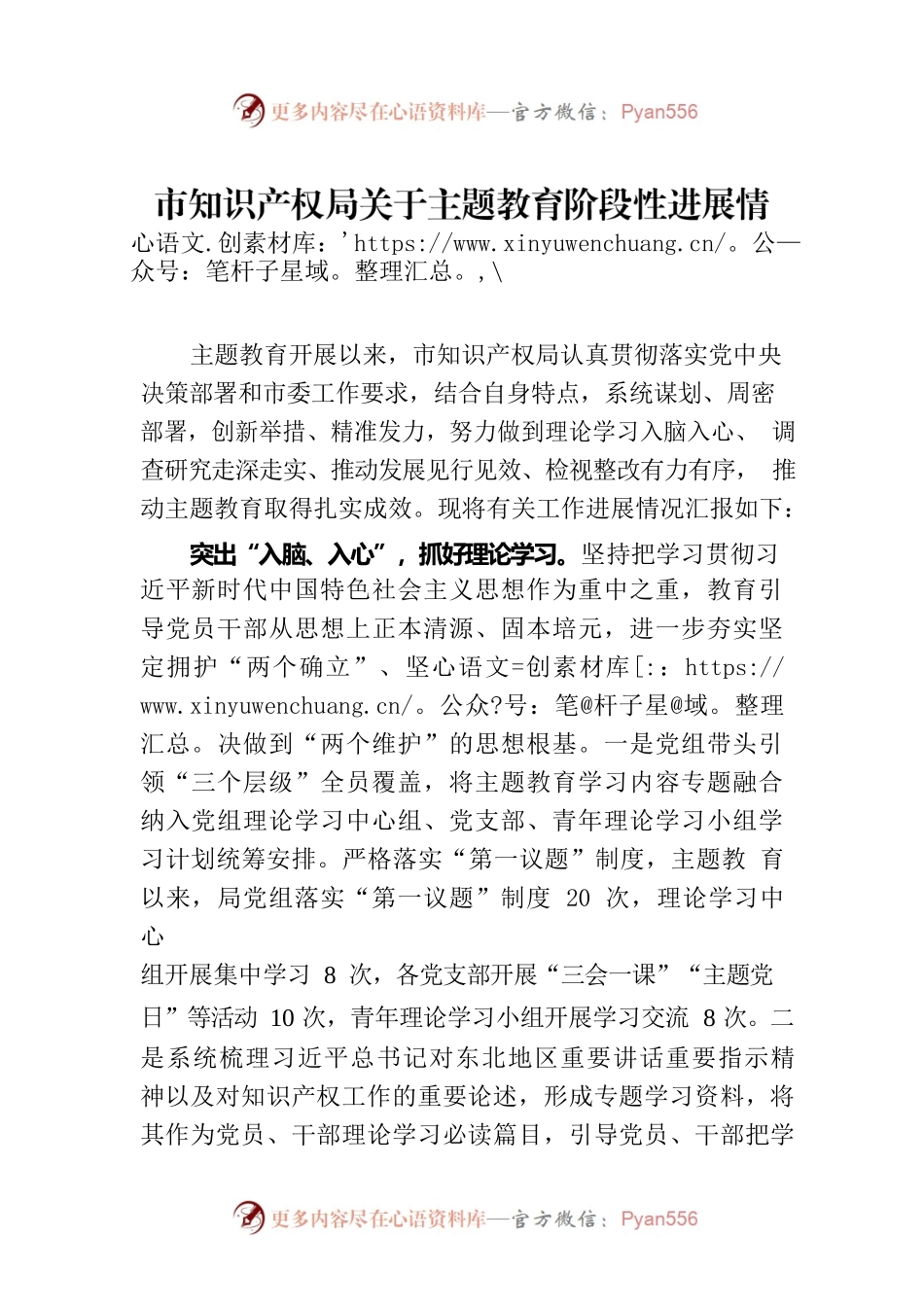 市知识产权局关于主题教育阶段性进展情况汇报.docx_第1页