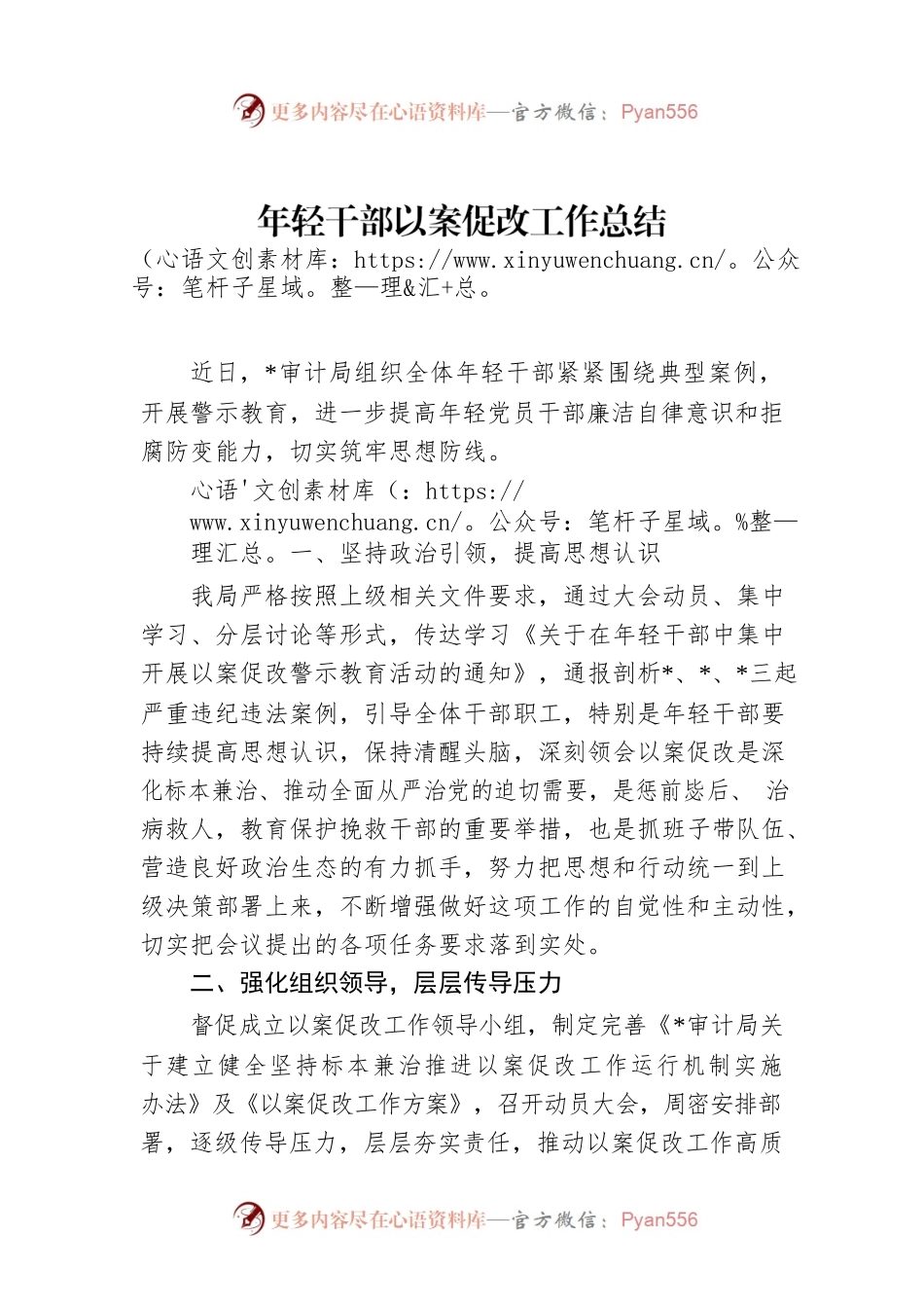 年轻干部以案促改工作总结（审计局）.docx_第1页