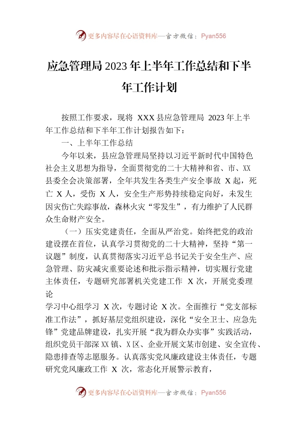 应急管理局2023年上半年工作总结和下半年工作计划.docx_第1页