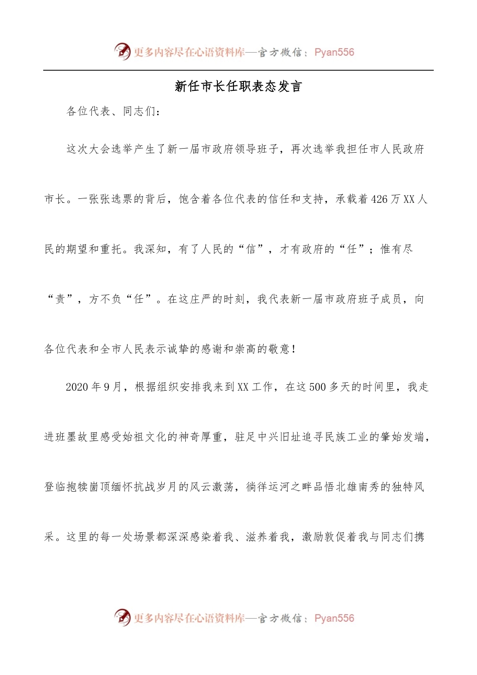 新任市长任职表态发言.docx_第1页
