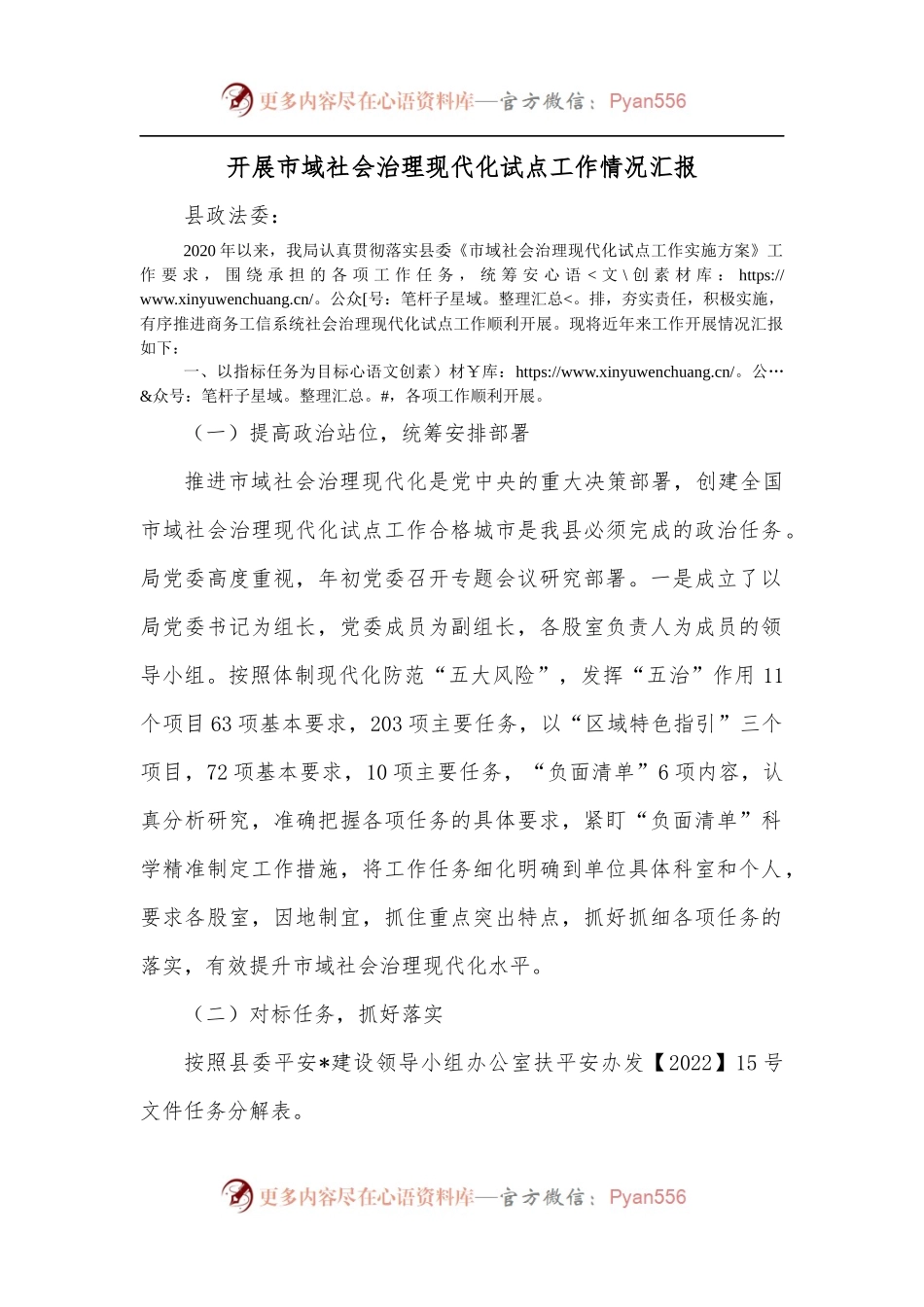 开展市域社会治理现代化试点工作情况汇报.docx_第1页