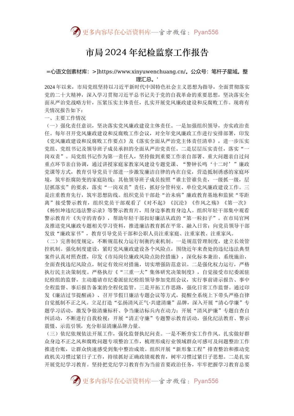 市局2024年纪检监察工作报告.docx_第1页